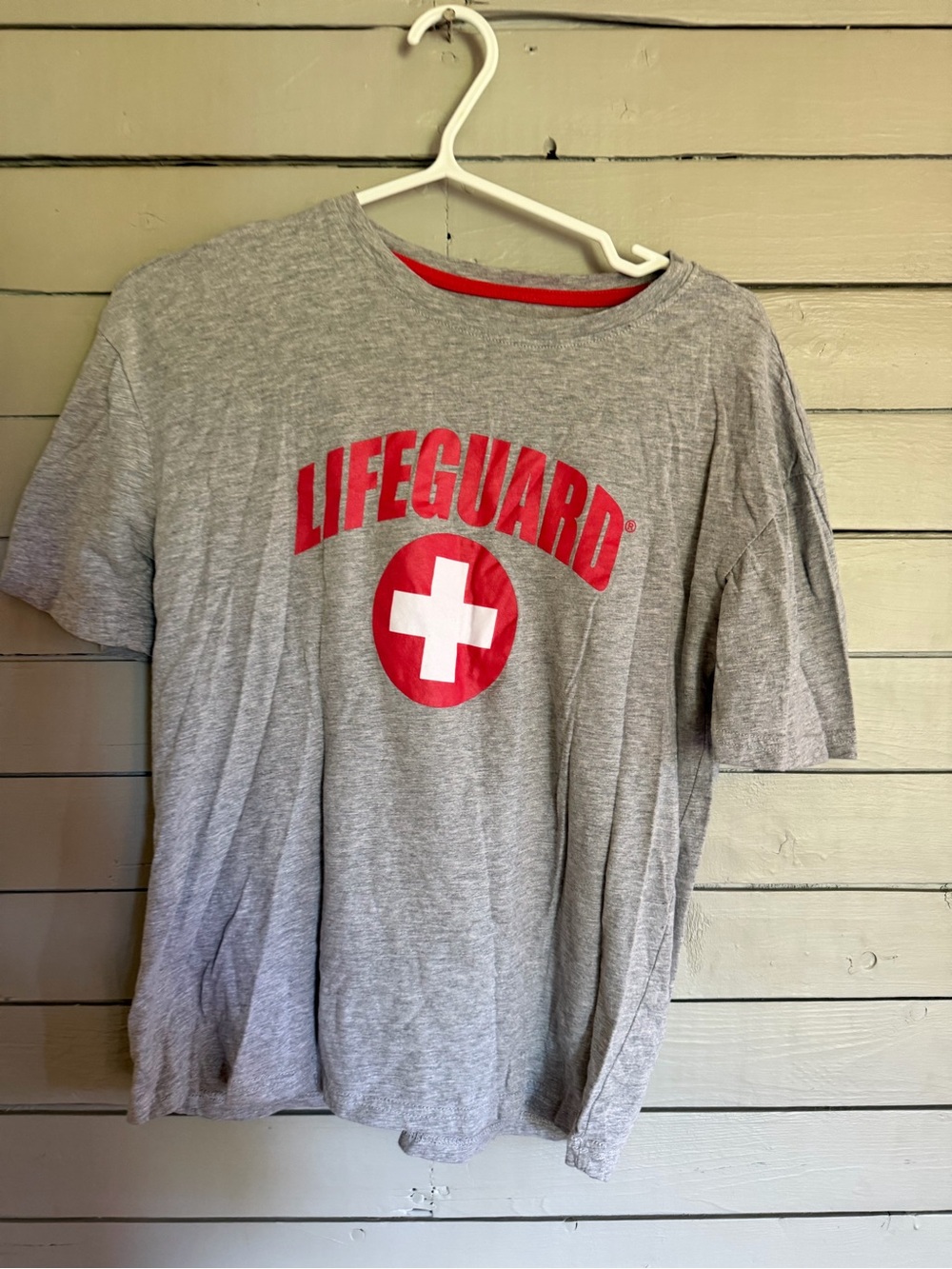 LIFEGUARD Graphic Tee in Heather Gray with Red Logo